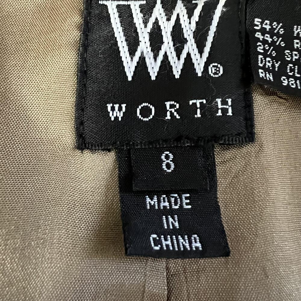 Worth Blazer Womens 8 Lightweight Brown Wool Blend Tailored Career Jacket - Picture 9 of 15